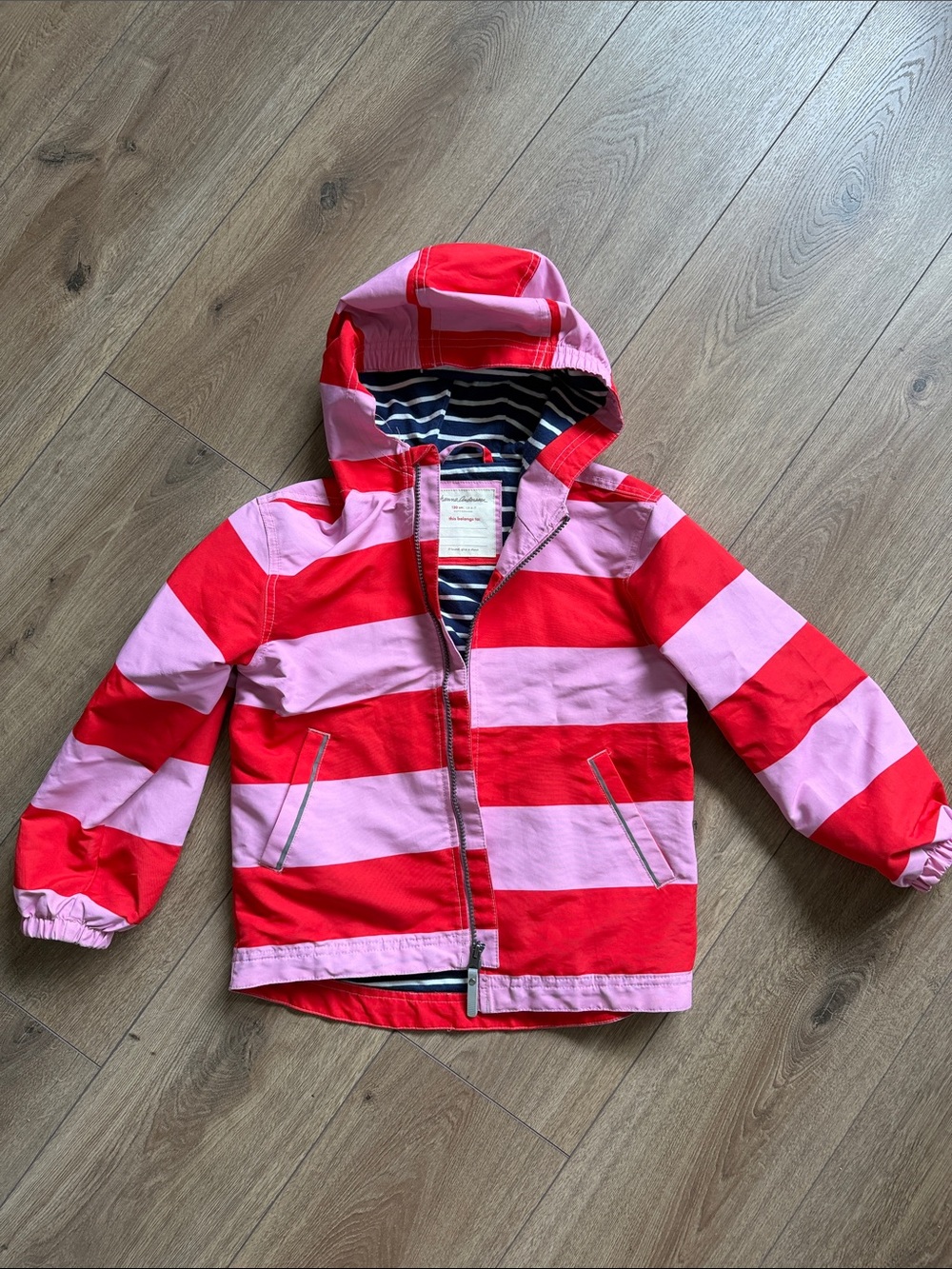 Kids Hooded Stripe Jacket - Pink & Red